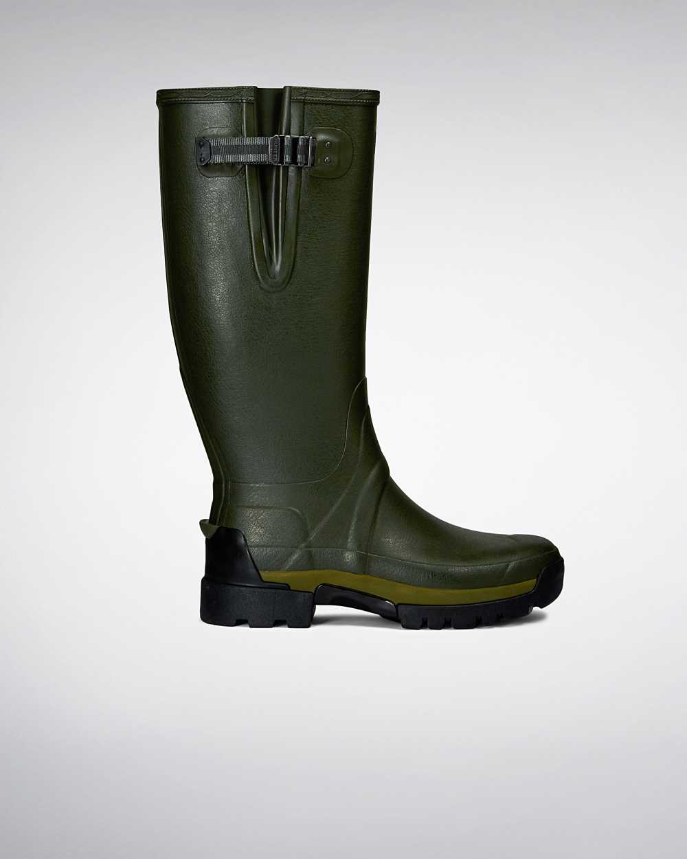 Mens Hunter Balmoral Adjustable 3mm Neoprene Wellies Dark Olive | MVUHRE-914